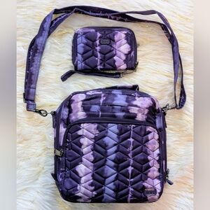 LUG Ranger Shibori Tie-Dye Purple Quilted Women's Bag Set With Wallet